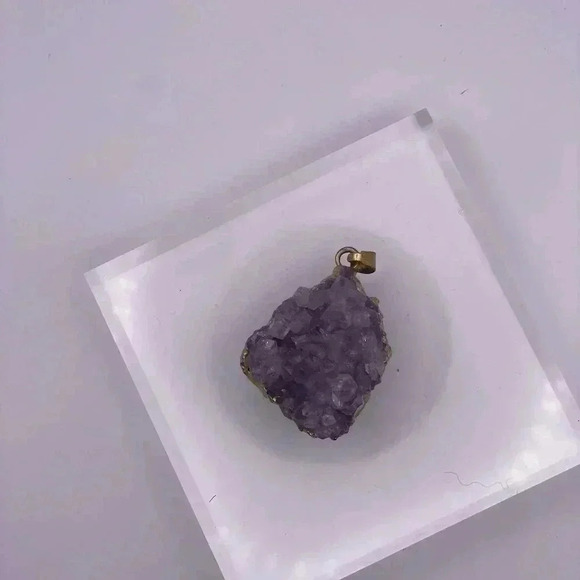 Amethyst Druzy Pendant, ROUGH AMETHYST CRYSTAL - Picture 3 of 9